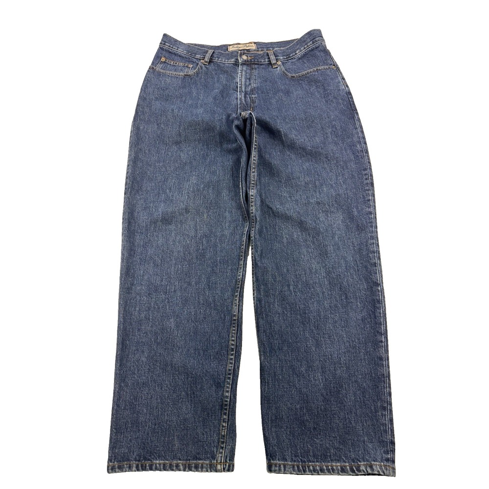 VTG Tommy Bahama Indigo Palms Jeans Men 36x30 Blue Straight Wide Distress Denim